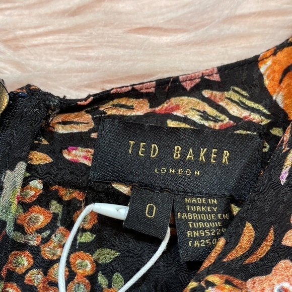 NWT Ted Baker Hendria Floral Mini Dress with Ruffle Details sz 0 - Picture 3 of 16
